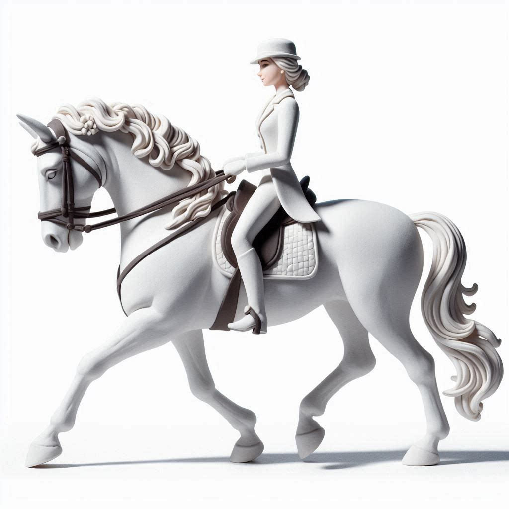 Cavalière en tenue classique de dressage sur son cheval